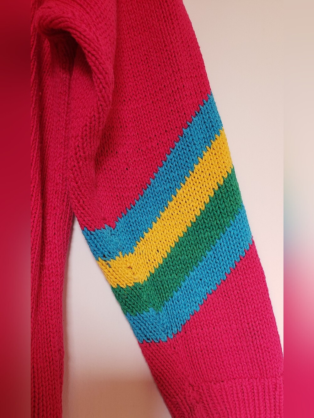 Vintage 1980s Raquel's Collection handmade knit crochet tennis 3D cotton sweater - Picture 7 of 9